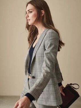 Reiss Alenna Windowpane Plaid Suit Jacket Size 4